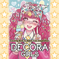 DECORA GIRLS Coloring Book for Adults Featuring Cartoon Bold-easy Patterns for Relaxation Kids DIY Painting Drawing Books