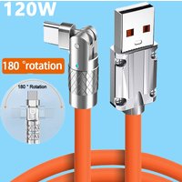 120W 180 Degree Rotation USB Type C Data Cable Super Fast Charging Cable For Xiaomi Samsung Huawei Mobile Phone Charge Data Cord