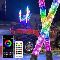 2PCS 2FT Light Whips With USA Flags For Side By Side For RZR Can-Am X3 Ranger Wrangler JK For UTV ATV LED Spiral Whip Lights