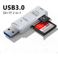 USB 3.0 SD TF Card Reader 2 in 1 High Speed Smart Cardreader Adapter for PC Laptop Notebook Computer Camera Car Mounted