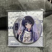 Game Impact Chinese Style Wanderer Furina Venti Xiao Silver Laser Badge 75mm/58mm Backpack Brooch Keychain Accessories Gifts
