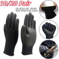 10pairs ventilate PU Coated Work Gloves,Excellent Grip,Nylon Shell Black Polyurethane Coated Safety Work Gloves,Knit Wrist Cuff
