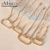 eManco Oval size with Buckle Pendant Bracelet Gold Plated Stainless Steel Handmade Waterproof DIY Jewelry Accessories