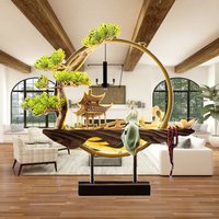 Backflow Incenses Burner Traditional Chinese Style Waterfall Fountain Night Light Ornament Incenses Holder for Tabletop Teahouse