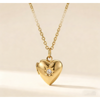 Custom Photo Exquisite 316LStainless Steel Heart Locket Necklace with Sparkling BirthdayStone Timeless Elegant Memorial Jewelry