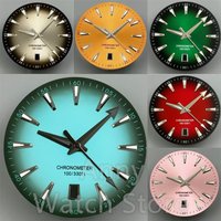 33,5 mm großes Zifferblatt, 6-Uhr-Zifferblatt, Sonnenschliff-Farbverlauf, schwarz, ozeanblau, rotes Zifferblatt, leuchtend, geeignet für NH35-Uhrwerk, Uhrenzubehör