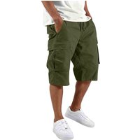 2026 Summer Men Loose Straight Pants Casual Multi-Pocket Shorts Pure Color Fashion Men Shorts Drawstring Daily Cargo Short Pants
