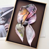 Floral Printed Imitation Silk Scarves Square Scarf Bandanas For Women Luxury Hijab Neckerchief Elegant Shawl Beach Wraps