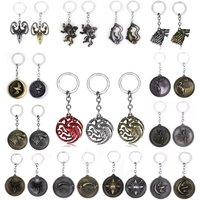 Vintage Dragon House Keychain Targaryen Dragon Shape Keyring for Fan Collection Accessories Friends Gift