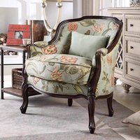 Rural retro solid wood high back single sofa carved fabric balcony leisure chair living room tiger chair