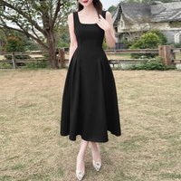 ZANZEA Stylish Women Sleeveless Dresses 2026 Summer Dress Elegant A Line Party Sundress Fashion Solid OL Work Midi Robe Vestidos