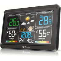 Geevon Digital Weather Station Wireless Indoor Outdoor Thermometer, Weather Thermometer With Calendar, Adjustable Backlight