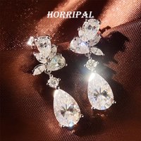 HORRIPAL D Color All Moissanite Drop Earrings for Women GRA Certified 925 Sterling Silver Wedding Party Luxury Gift Fine Jewelry