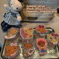 Y2K Summer Black HELLO KITTY Magnetic Foldable Smart Kickstand for IPhone 17 Samsung for Magsafe Grip Tok Phone Bracket Holder