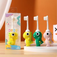 Niedliche Dinosaurier-Einzelpack-Kinderzahnbürste für Babys im Alter von 2 bis 10 Jahren, feine Zahnpflege mit weichen Borsten für Kinder