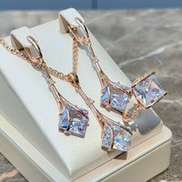 Kinel Hot Square White Natural Zircon Jewelry Sets for Women 585 Rose Gold Color Ring Earrings Necklace Daily Vintage Jewelry