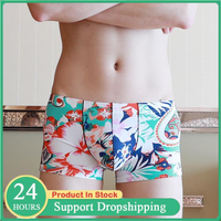 Summer Ice Silk Men's Underwear Briefs Ultra-thin Breathable Cool Printing Men's Panties Soft Slim Seamless Boxers Underpants