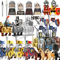 MOC Medieval Castle Soldier Figures Building Blocks Dragon Kingdom Black Eagle Knight Lionheart War Horse Weapons Toy Gift Brick