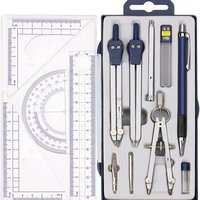 Geometry Drawing Tool Set Compass Ruler Protractor Set Math Drafting Stationery Metal Geometry Kit for Engineers Students