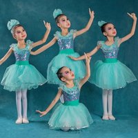 Kids Ballroom Clothing Sequined Flower Tutus Ballet Dress For Girl Modern Dance Tutu Dress Girls Ballet Princess Dress