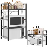 Expandable Microwave Shelf, 1 or 2 Tier Microwave oven Rack Stand Storage Holder Kitchen Corner Shelf Desktop Printer Shelf Rack