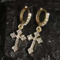 Fashion Luxury Zirconia Cross Dangle Earrings For Women Minimalist Personalized Ear Buckle Jewelry Accessory