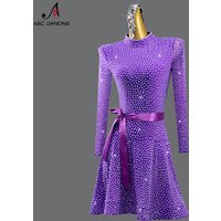 New Latin Dance Clothes American Woman Dress Competition Line Suit Ball Stage Samba Dancewear Outfit Girls Prom Party Customized