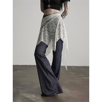 Korean Style Lace Splicing Irregular Half Skirt Women's Autumn Winter New Layered Wear Bellow Curtain Lace Semi-skirt