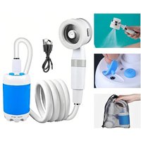 Portable Camping Shower USB Rechargeable Electric Shower Pump Outdoor Travel Hiking Bathing Shower Kit with Water Pump