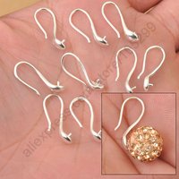 100X Nice Making 925 Sterling Silver Jewelry Findings Slippy Hook Earring Ear Wires Design Crystal Stones Beads