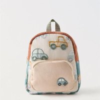 2026 New Cute Car Embroidery Children Backpack Soft Student School Bag Suitable for Toddler Boys Lightweight Preschool Backpack
