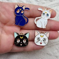 10Pcs DIY Anime Cute Sailor Moon Cat Keychain Phone Chain Key Lanyard Decoration Kawaii Bag Key Chain