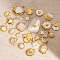 38 Style Stainless Steel 3/2/1Pcs White Shell Heart Round Charms Fine Polishing for DIY Necklace Jewelry Accessories