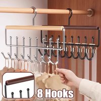 8 Hooks Wooden Multi‑Purpose Hanger Space‑Saving Home Organizer with Rotatable Hooks for Bags Scarves Ties Belts Bedroom Closet