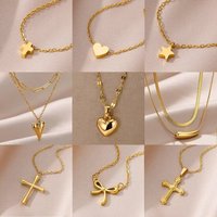 316L Stainless Steel Necklace for Women Heart Pendant Charm Necklaces Choker Aesthetic Handmade Jewelry Accessories Free Gifts