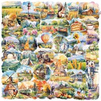 50PCS Kawaii Fairy Tale Rural PET Sticker Aesthetic Hand Accounting Transparent DIY Decoration Scrapbooking Supplies