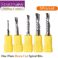 Startnow 5 Teile/los Down Cut Fräser Einzelne Flöte Schaftfräser 3,175/4/6 Hartmetall CNC Werkzeug Router Gravur spirale Bits