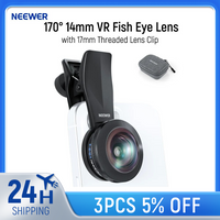 NEEWER 170° 14mm VR Fish Eye Lens with 17mm Threaded Lens Clip, Panoramic Fisheye View For iPhone 1716 Pro Max Android S25 Ultra