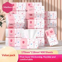 New Pack of Facial Tissue Paper, Household Napkins, Original Wood, 400 Sheets, Thickened Tissue Paper, Facial Tissue, Family Pac