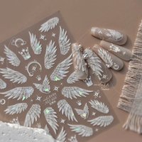 Flash Dreamy Freedom White Swan Wing High Quality Nail Stickers Nail Art Decoration Decals Design MS-666