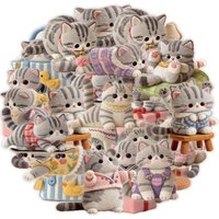 Etori Life 15Pcs Healing Felt Style Multi-Shaped Tabby Cat Journal Stickers Pet Guka Base Stickers Suitable for Laptops, Phone Backs, Handbags, Notepads, Budget Books, Pencil Cases, Pen Holders,