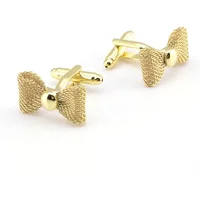 New Trendy Metal Bow Cuff Links Gold Sliver Color Business Party Shirts for Cufflinks High Quality Jewelry Men Gifts Accessories