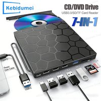 Portable DVD Player 7 in 1 External CD/DVD RW Drive USB 3.0 Type C CD Burner External Disk Drive for Desktop Mac Windows Linux