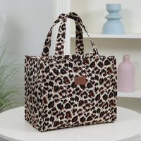 large-capacity lunch bag, aluminum foil lining, leopard print pattern, lunch box storage bag, handbag, suitable for work,school