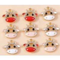 Leslie 10pcs Crystal Milk Cow Charms for DIY Jewelry Making Handmade Earrings Charms Necklace Pendants Accessories