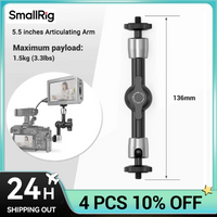 SmallRig Camera 5.5 inches Articulating Arm EVF Mount Microphone Mount Universal 1/4" to 1/4" Aluminum Magic Arm Camera 2065