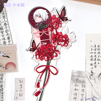 Letter Floriography Lycoris Series Magnetic Acrylic Photo Card Stick, Vintage Design Badge Display Stand for Oshi Activity Prop