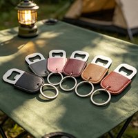 Creative Stainless Steel Beer Cocktail Fruit Wine Opener Keychain Cute Men Women PU Leather Key Ring Chain Car Accessories Gift