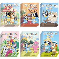 Bluey Coloring Book 6/12/24pcs Cartoon Animated Character Scenes DIY Color Graffiti Painting Book Children Puzzle Education Toys