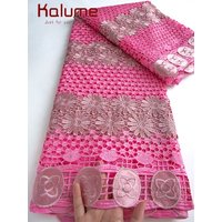 Kalume 2025 African Cord Lace Fabric Stones High Quality Nigeria Guipure Lace Fabric Flowers for Women Evening Party Dress F4456